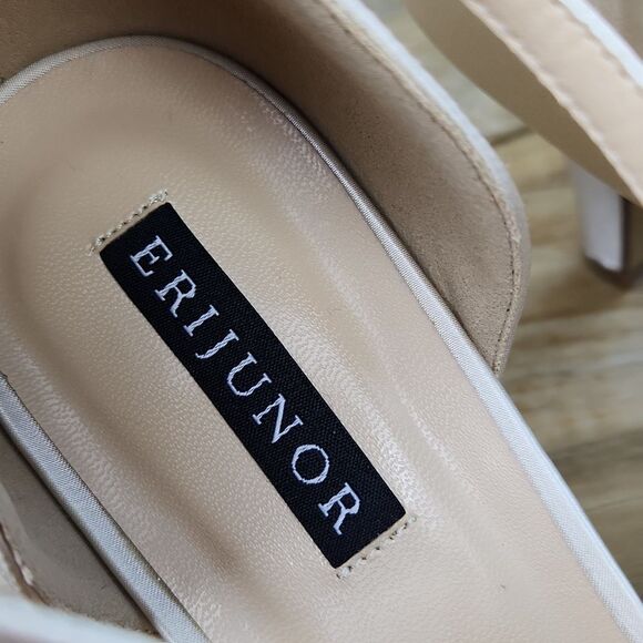 🩵NWOB Champagne Rhinestone Satin Strappy Platform Heels Size 8 - Picture 14 of 14